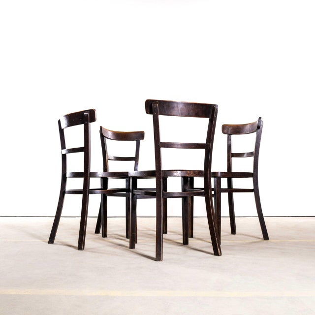 Vintage Dark Oak Dining Chairs, 1950s, Set of 4 For Sale - Image 6 of 10