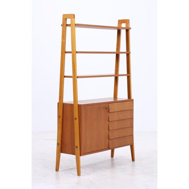 Mid-Century Teak Bookshelf with 5 Drawers and Door For Sale - Image 16 of 18