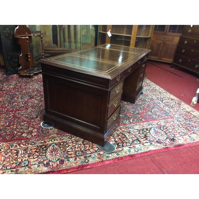 Vintage Executive Desk, Leather Top Desk, Sligh Furniture For Sale - Image 6 of 18