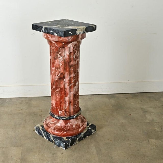 French Vintage Hand-Painted Faux Marble Column For Sale - Image 9 of 12