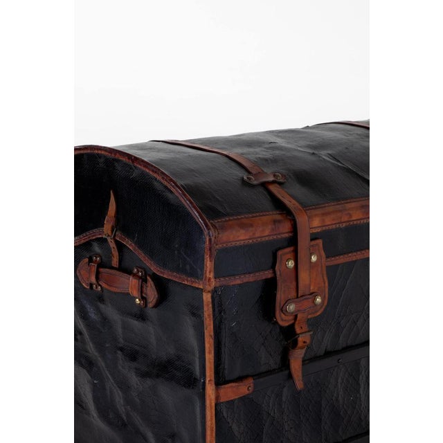 Large Leather Steamer Trunk For Sale - Image 3 of 18