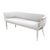An elegant Gustavian style settee featuring a gracefully curved, fully upholstered boucle back, generous seat cushion, and...