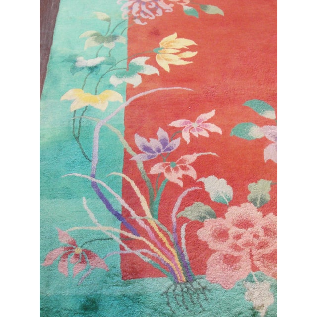 Textile Antique Art Deco Chinese Oriental Rug-8'8" X 11'4" For Sale - Image 7 of 11
