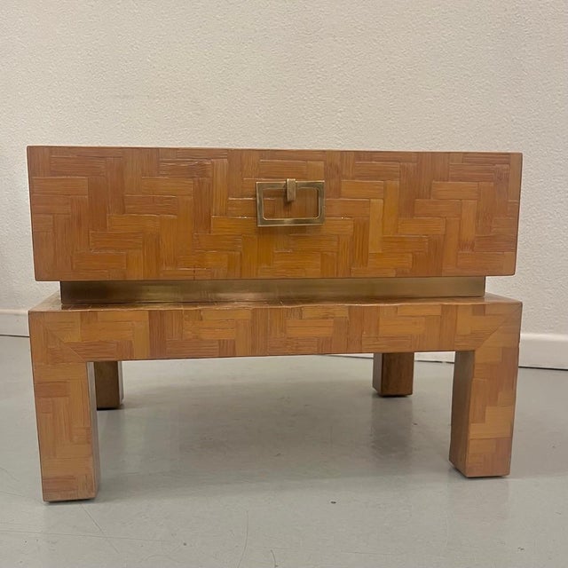 Mid-Century Modern Bamboo and Brass Bedside Tables by Dal Vera, Italy, 1970s, Set of 2 For Sale - Image 3 of 8