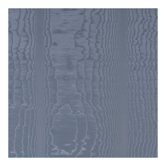 Schumacher Moire Wallpaper in Ocean For Sale