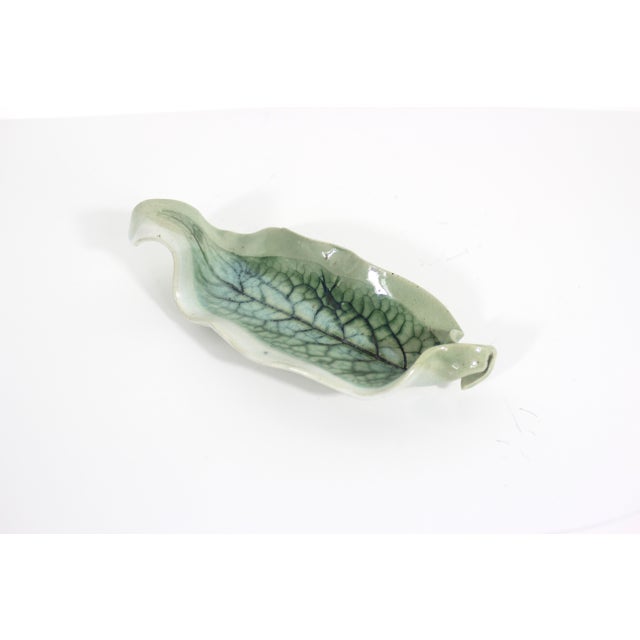 Vintage Studio Pottery Ceramic Leaf Dish For Sale - Image 4 of 12