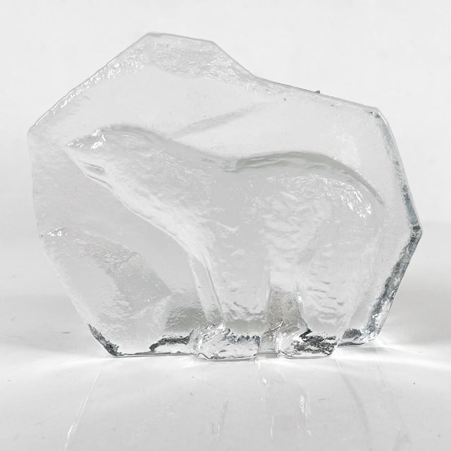 Handmade Polar Bear Crystal Art Glass Paperweight Magnor of Norway For Sale - Image 4 of 12