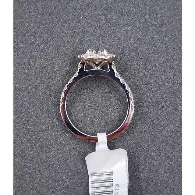 Metal 1.70 Ct Diamond Halo Ring Size 6.5 For Sale - Image 7 of 9