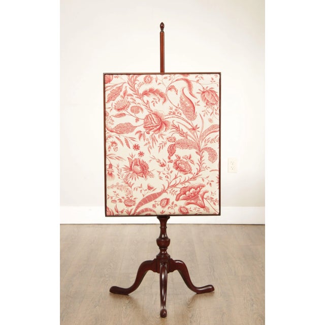 High Quality Mahogany Fireplace Screen with Adjustable Height Tapestry Covered Panel