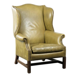 Wing Chair in Cowhide Leather For Sale
