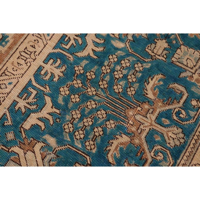 Textile Shabby Chic 1990's Vintage Teal/Brown Wool Rug - 9'8'' X 12'9'' For Sale - Image 7 of 10