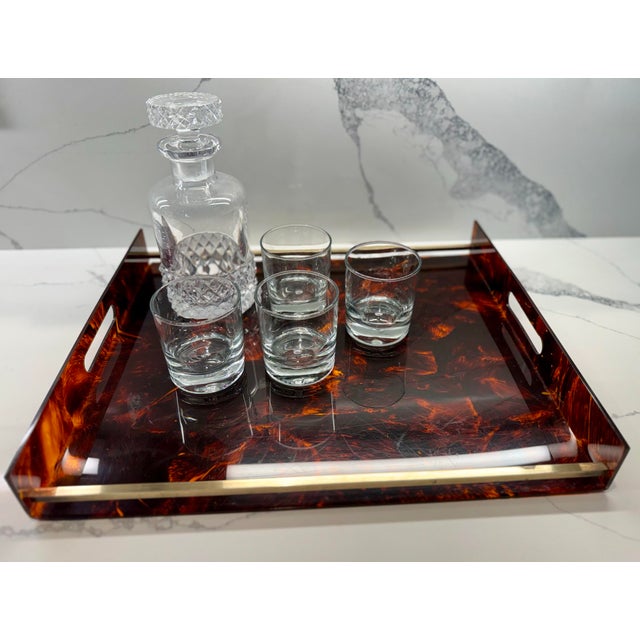 Brass Large Christian Dior Lucite & Brass Serving Tray For Sale - Image 8 of 10