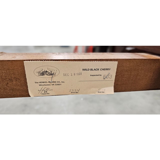 1990s Henkel Harris Federal Cherry Extension Dining Table With Three Leaves For Sale - Image 9 of 11