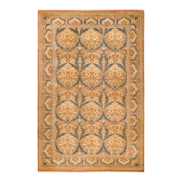 Brown Arts & Crafts, One-of-a-Kind Hand-Knotted Area Rug in Brown, 6' 2" x 9' 4" For Sale - Image 8 of 8