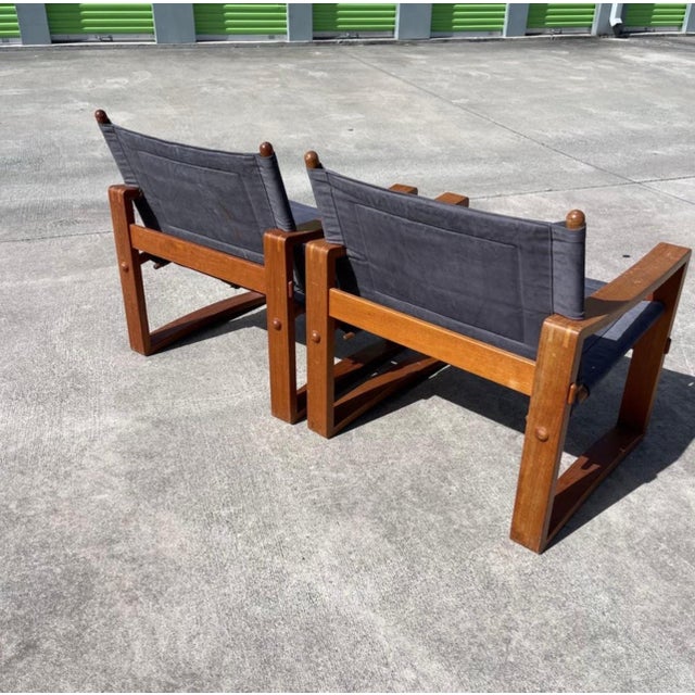 Brown Borge Jensen for Bernstorffsminde Møbelfabrik Teak Safari Chairs - A Pair For Sale - Image 8 of 12