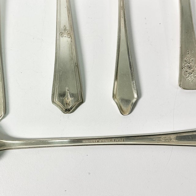 Early 20th Century Art Deco Hollywood Regency Silverplate Serving Utensils - Set of 6. For Sale - Image 14 of 14