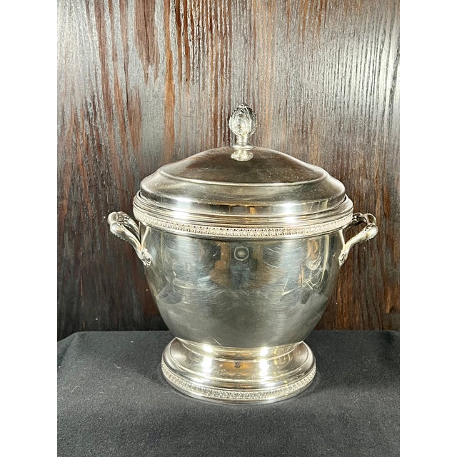 Vintage Silver-Plated Ice Bucket With Glass Liner Thermos Glass liner 10"W x 8"D x 10"H Minor scratches commensurate with...