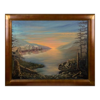 Mid Century Sunset on the Inlet Landscape by Rod Quesada For Sale