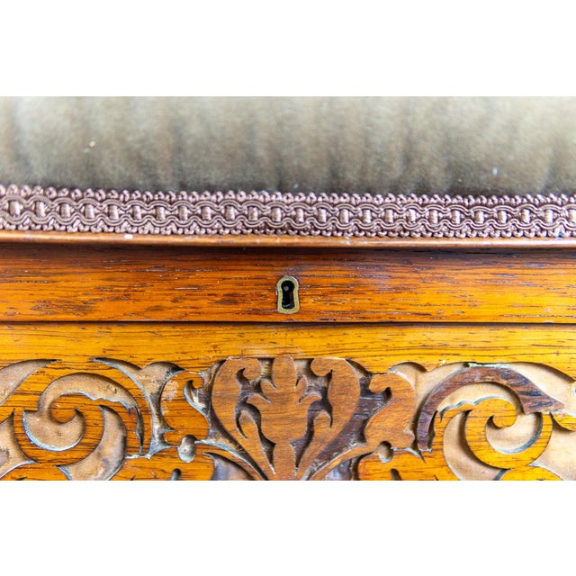 Antique English Victorian Rosewood Upholstered Piano Stool / Ottoman With Storage For Sale - Image 17 of 18