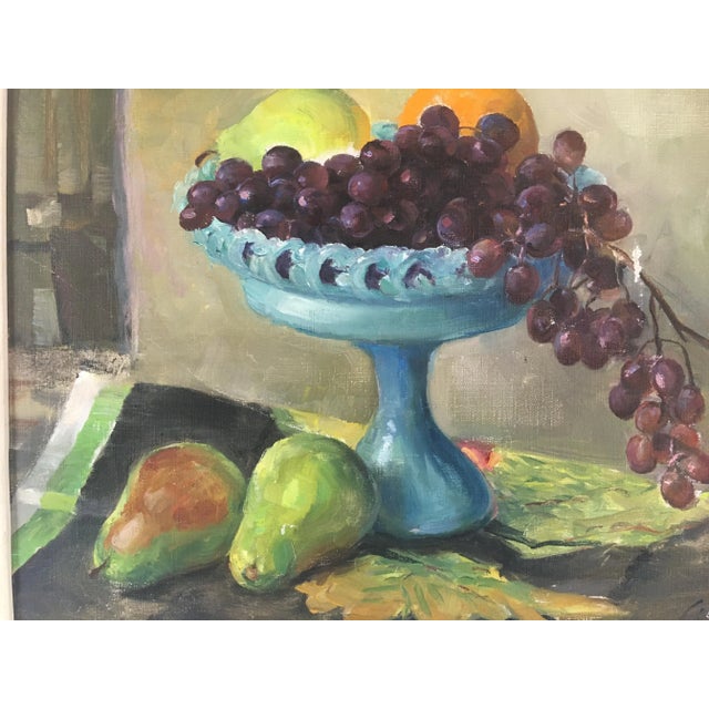 Boho Chic Vintage Fruit Display Oil Painting For Sale - Image 3 of 9