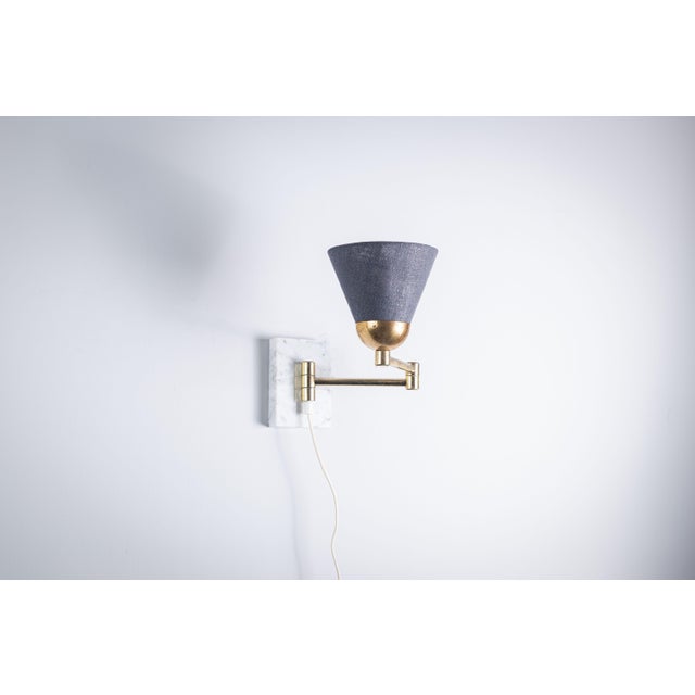 Folding Arm Wall Lamp with Marble Base For Sale - Image 5 of 9