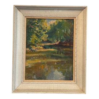 Early 20th Century Charles C. Svendsen (1871–1959) Impressionist River Landscape Oil Painting For Sale
