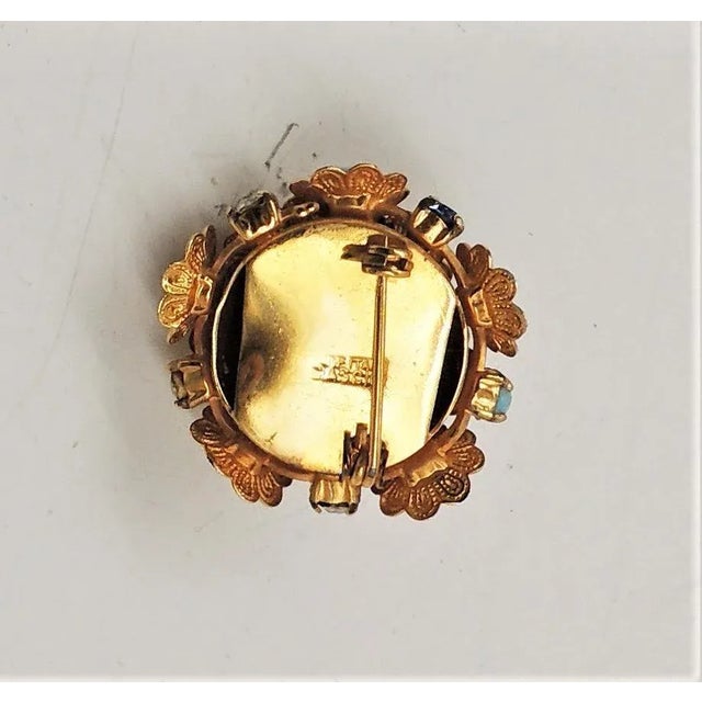 Italian Vintage Signed Bijoux Cascio Italy Rhinestone Flower Brooch For Sale - Image 3 of 8