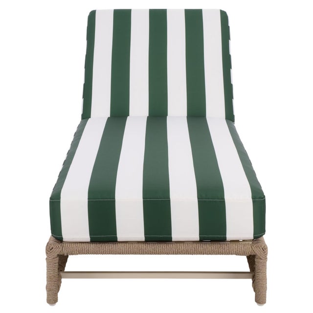 Callan Chaise Lounge, Heather Tan/Green Stripe For Sale - Image 10 of 12