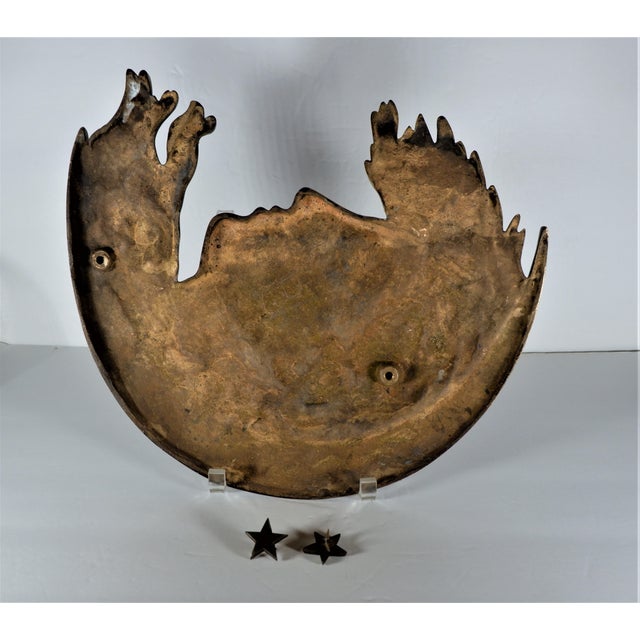 1900 - 1909 Antique 1900s Cast Bronze Woman’s Face in Crescent Moon Plaque90 For Sale - Image 5 of 9