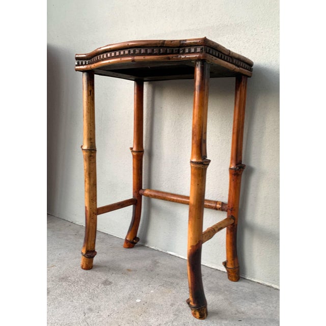 Rare Bamboo Parquetry Tortoiseshell Bamboo Fern Stand/Side Table - French Aesthetic Movement in the Style of Perret & Vibert, Paris, Circa 1890 For Sale - Image 4 of 12