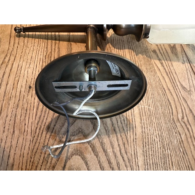 1920s Vintage Brass Wall Sconce With Vintage Frosted Shade For Sale - Image 5 of 6