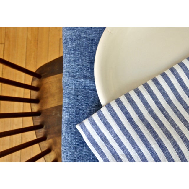 Modernplum Plum Textiles Jean Blue Linen For Sale - Image 4 of 4