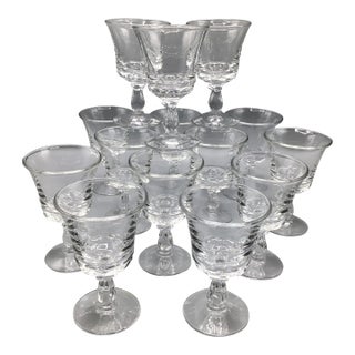 Vintage Fostoria "Century” Pressed Glass Wine Glasses-Set of 14 For Sale