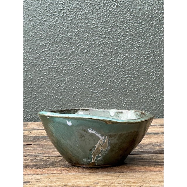 Vintage Green Glazed Studio Pottery Bowl For Sale - Image 15 of 15