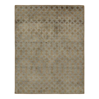 Rug & Kilim’s Khotan-Inspired Rug, Subtle Blue Geometric Pattern on Beige-Brown For Sale