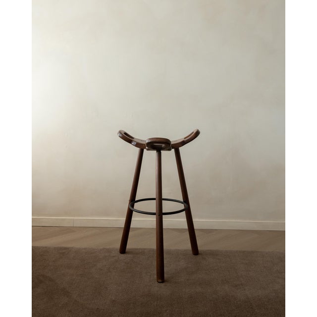 1970s Vintage Spanish Brutalist Wooden Marbella Bar Stools from Confonorm, 1970s, Set of 3 For Sale - Image 5 of 18