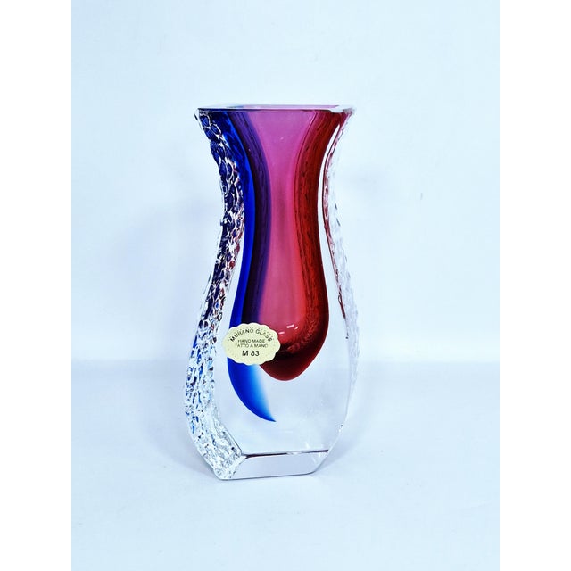 Mid-Century Murano Sommerso Textured Glass Vase by Alessandro Mandruzzato For Sale - Image 12 of 12
