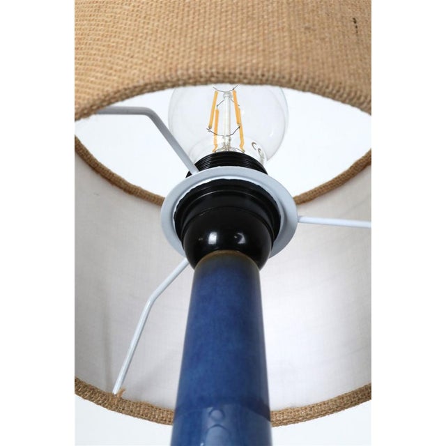 Danish Ceramic Model 972 Table Lamp with Jute Lampshade from Søholm, 1970s For Sale - Image 6 of 15