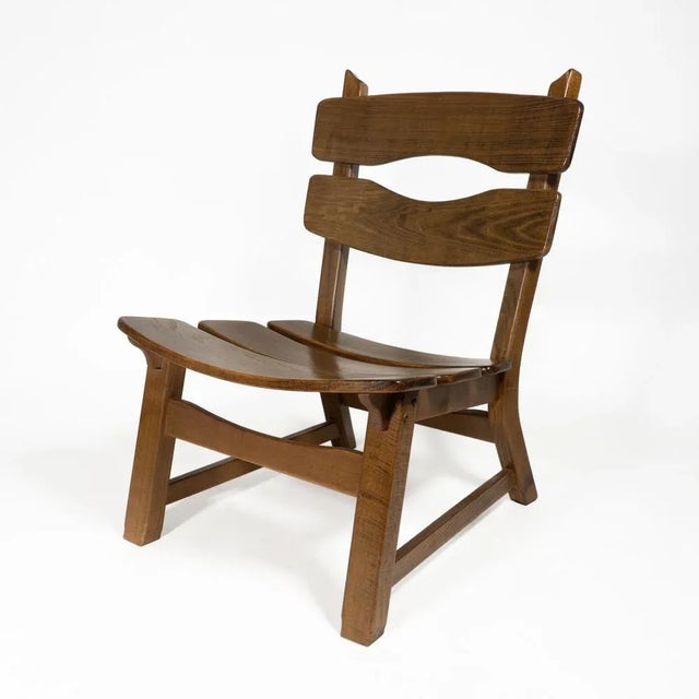 Vintage Brutalist Oak Fireplace Lounge Chairs & Side Table by Dittmann for Awa, 1960s, Set of 3 For Sale - Image 4 of 17