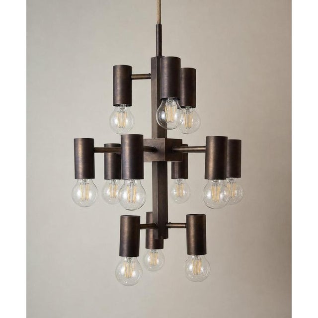 Twelve-Light Brass Chandelier by Gotthold Schönwandt, Germany, 1960s For Sale - Image 17 of 18