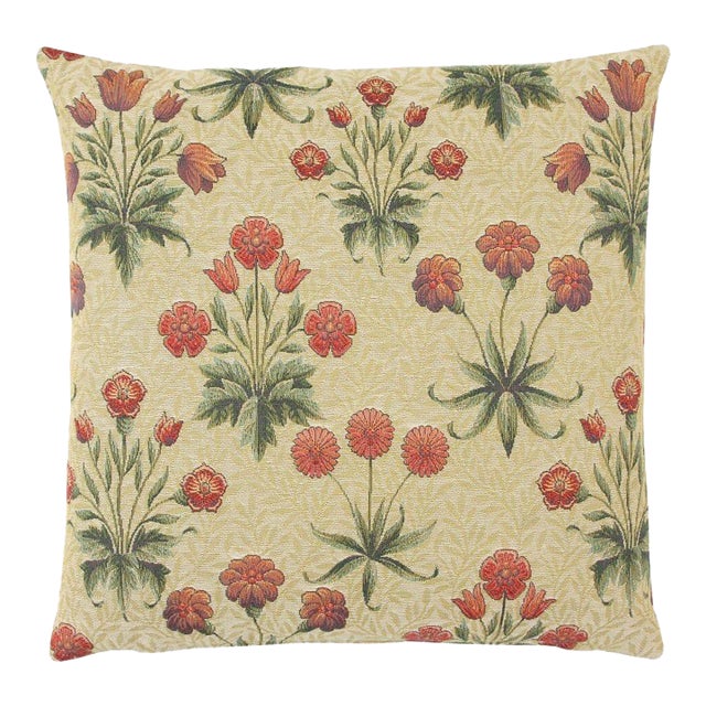 Morris Daisies Tapestry Cushion With Feather Filler - 46x46cm (18"x18") For Sale