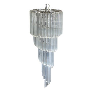 Murano Chandelier with 86 Transparent Prism Quadriedri, 1990s For Sale