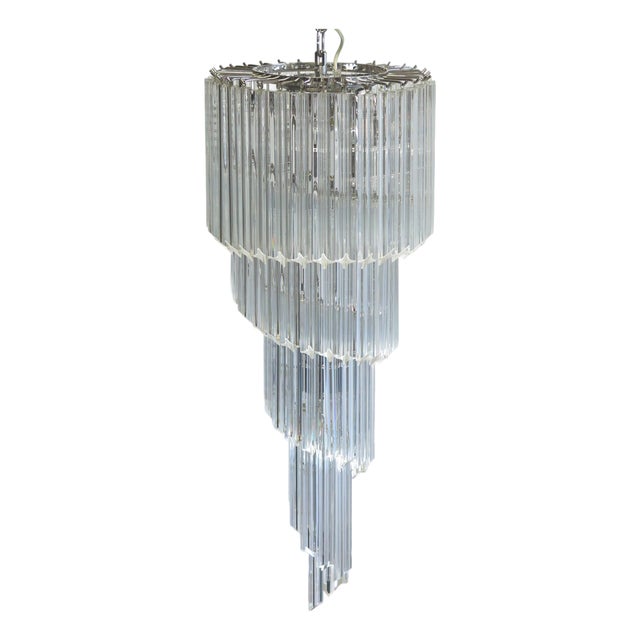 Murano Chandelier with 86 Transparent Prism Quadriedri, 1990s For Sale