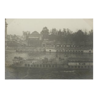 Paris, the 1925 Decorative Art Exhibition, View of Barge on the Seine, Black and White Photography For Sale