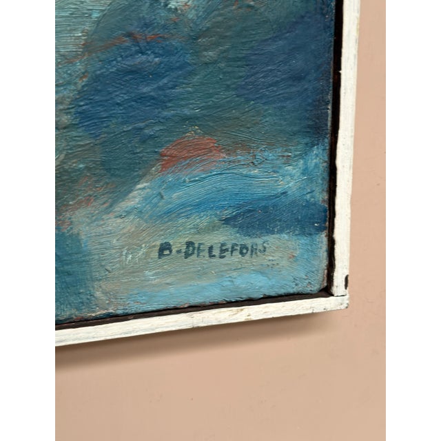 Bengt Delefors, Blue Composition, 1950s, Oil on Canvas, Framed For Sale - Image 7 of 18