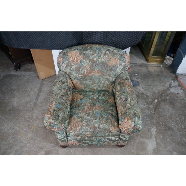 Late 20th Century Vintage Sherrill Furniture Traditional Safari Jungle Animal Print Club Arm Chair For Sale - Image 5 of 8