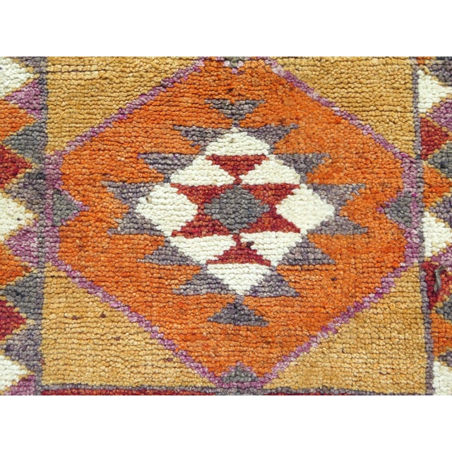 Ruby Red 70s Orangecolor Herki Carpet Runner Long Runner Rug For Sale - Image 8 of 11