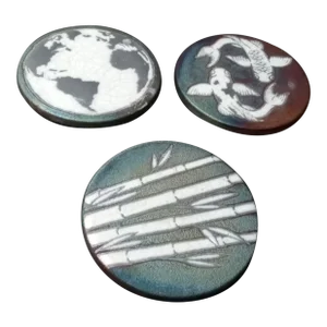 1980s Signed Diller Raku Pottery Coasters- Set of 3