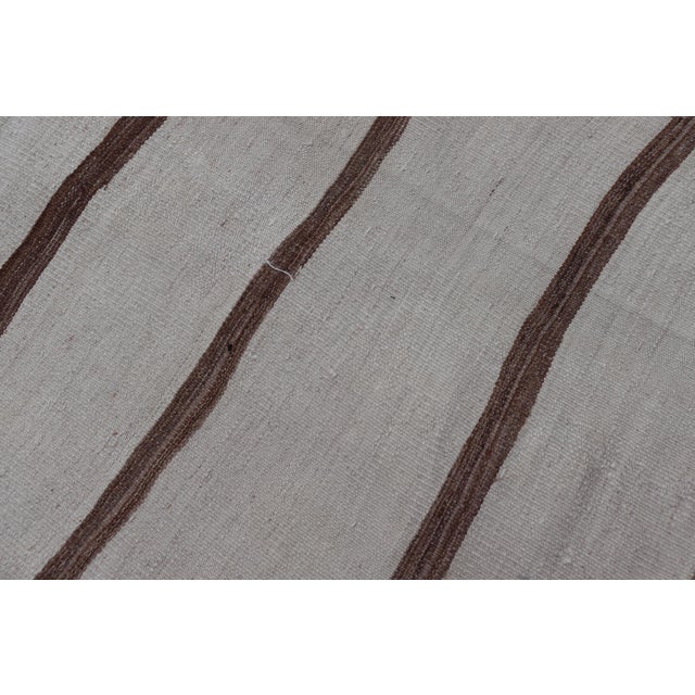 Vintage Gallery Turkish Kilim With Stripes in Ivory, Taupe and Brown 4'1" X12'7 For Sale - Image 10 of 11