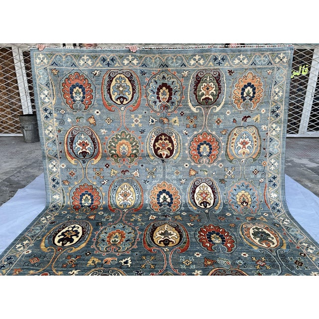 Hand-Knotted Afghan Suzani Chobi Wool Area Rug - 8'3" X 9'11" For Sale - Image 6 of 14